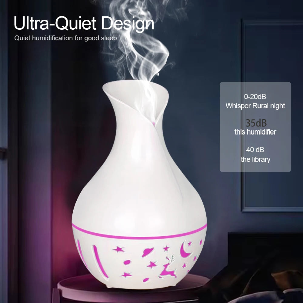 Mini Ultrasonic Aroma Diffuser LED Night Light Electric Essential Oil Diffuser aromatherapy HOME,Includes two bottles of essenti