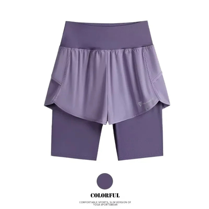 Women Running Shorts 2 In 1 Quick Dry High Waist Summer Hiking Shorts With Pocket Lightweight Cycling Clothes Athletic Wear