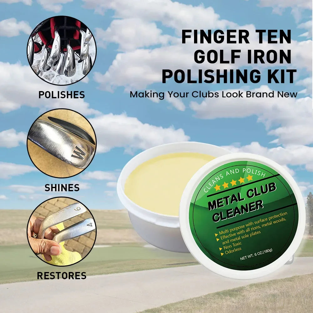 Golf Iron Polishing Kit Club Cleaner Polish Cleaning Solution Golf Club Care Set Golf Brush Cleaner Sponge Value Pack