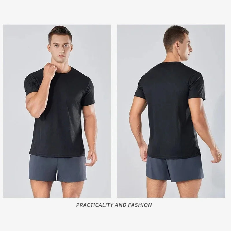 2025 Hot Sale Men's Quickdry T-shirts Summer Daily Sports Short Sleeved O-neck Tops Fitness Training Athletics Running T-shirt