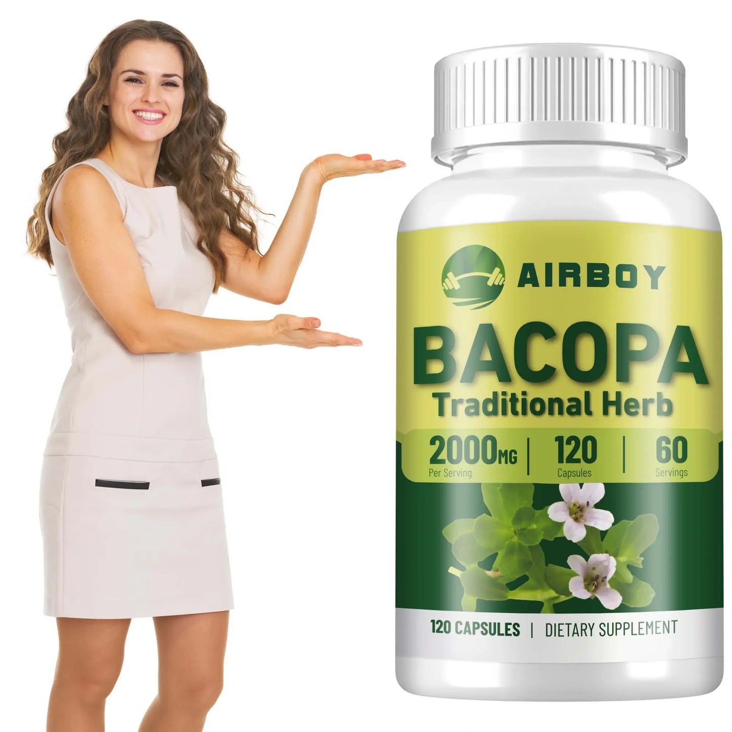 Bacopa Monnieri Extract Supplement - Brain Health Supports Performance Cognition, Enhances Energy & Stamina - 120 Capsules