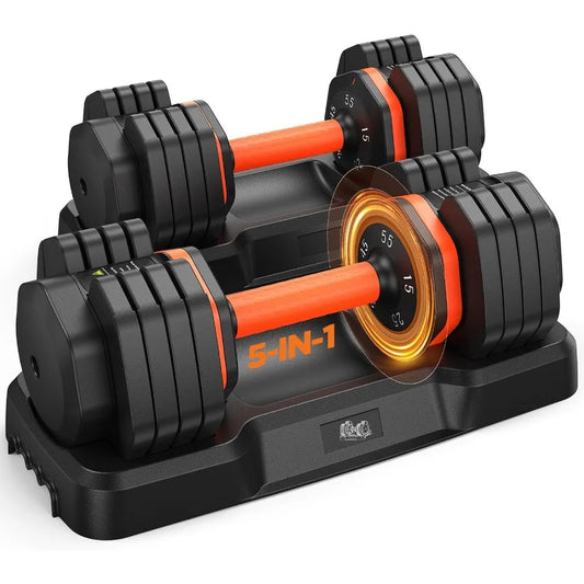 2025 Updated Adjustable Dumbbell Set of 2 with 110lbs 50lbs Capacity Compact Storage Box Included 25lbs 55lbs Adjustable Weight