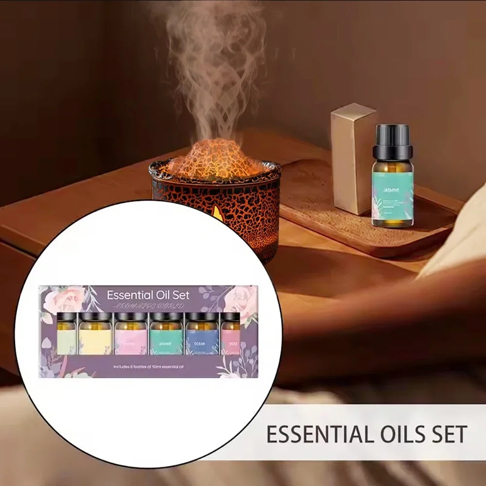 6-Piece Luxury Essential Oil Kit for Diffusers - Lily, Jasmine, Lemon, Ocean, Rose, Sakura Scents