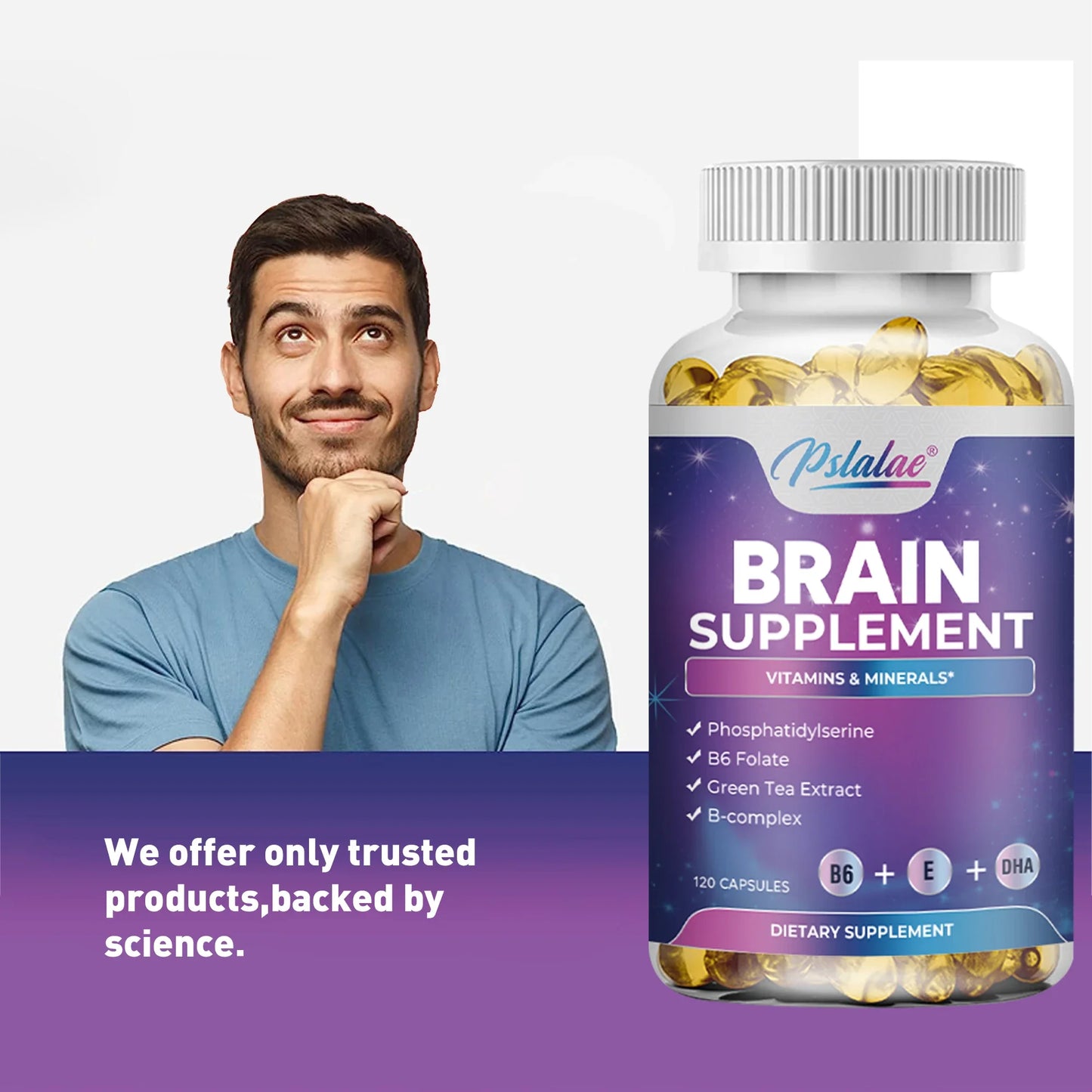 Brain Supplement - Boosts Brain Function, Helps Improve Memory, Concentration and Intelligence - 120 Capsules