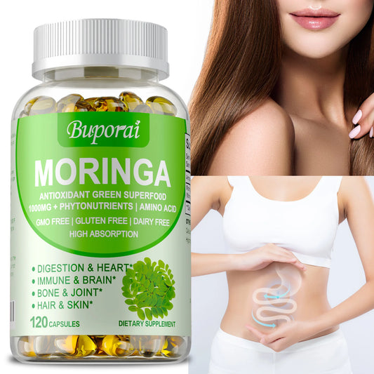 Moringa - Metabolism Natural Anti-inflammatory Fat Burn,Helps Detox,  Immune System Health - 120 Capsules