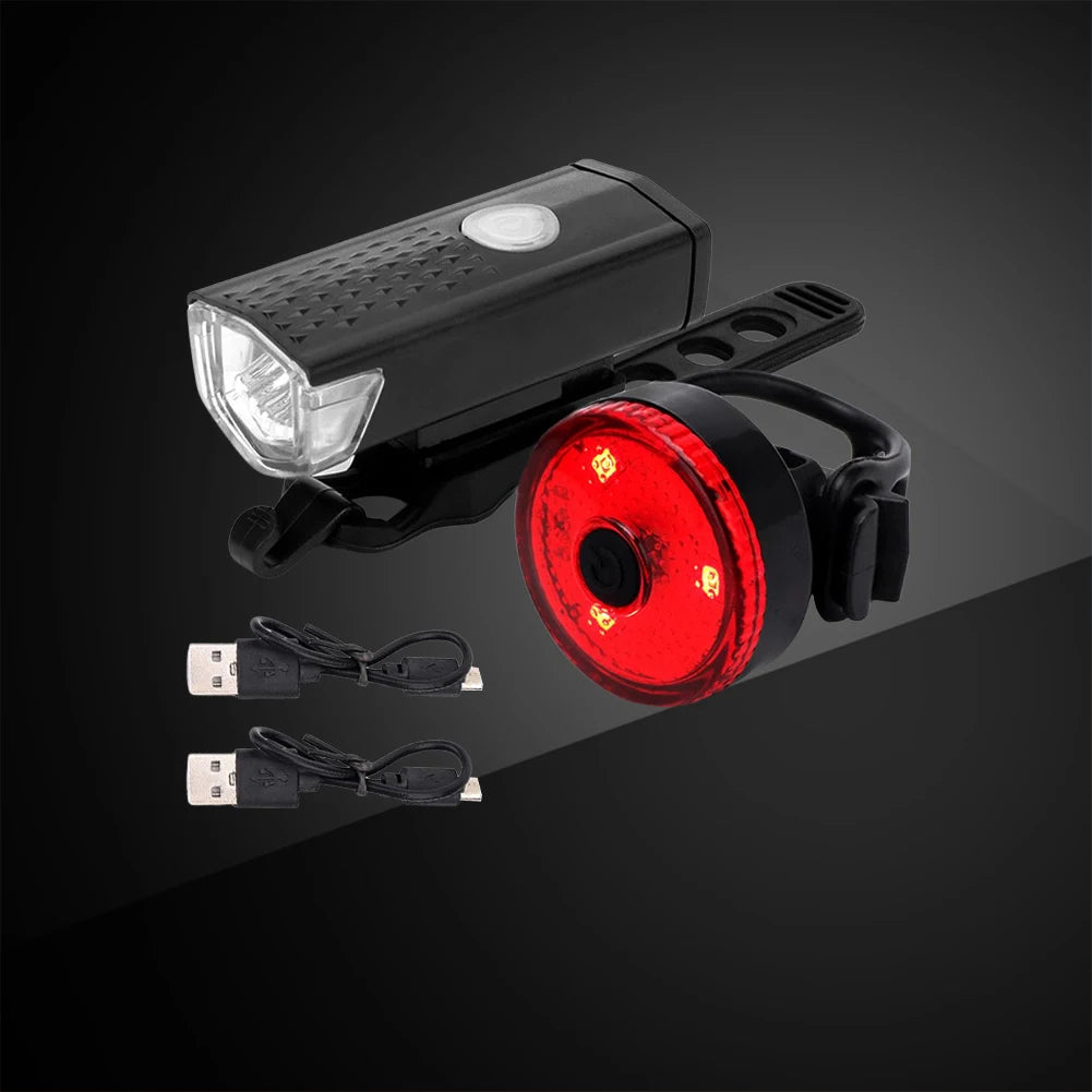 Bike Tail Light & Headlight Bike Rear Light Rechargeable Bike Front Light 3 Modes LED Riding Warning Light for Outdoor Cycling