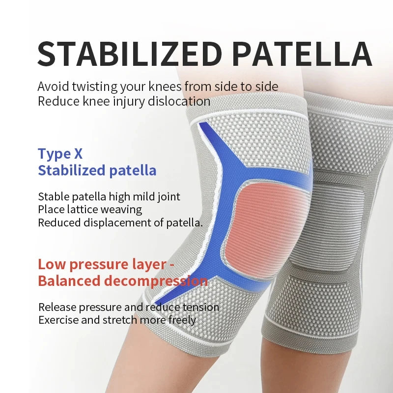 1Pair Sports Knee Pads Breathable Stablized Patellar Knee Warmer Shock Reducing Elastic Anti-slip Fitness Gym Knee Protection
