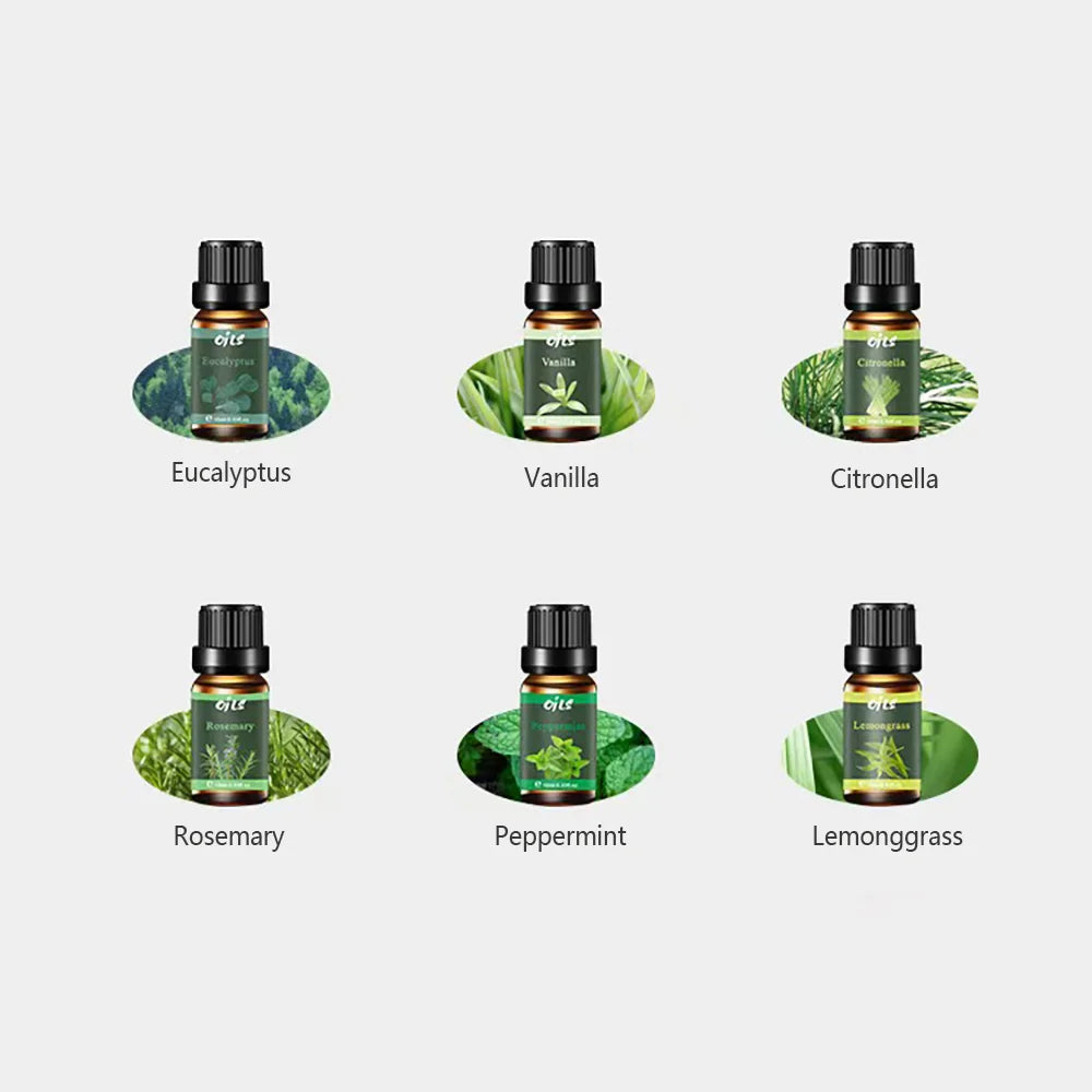 Essential Oil Kit with 6 Fragrance Oils for Diffuser (Includes Eucalyptus,Vanille,Citronella,Lemonggrass,Rosemary,Peppermint)