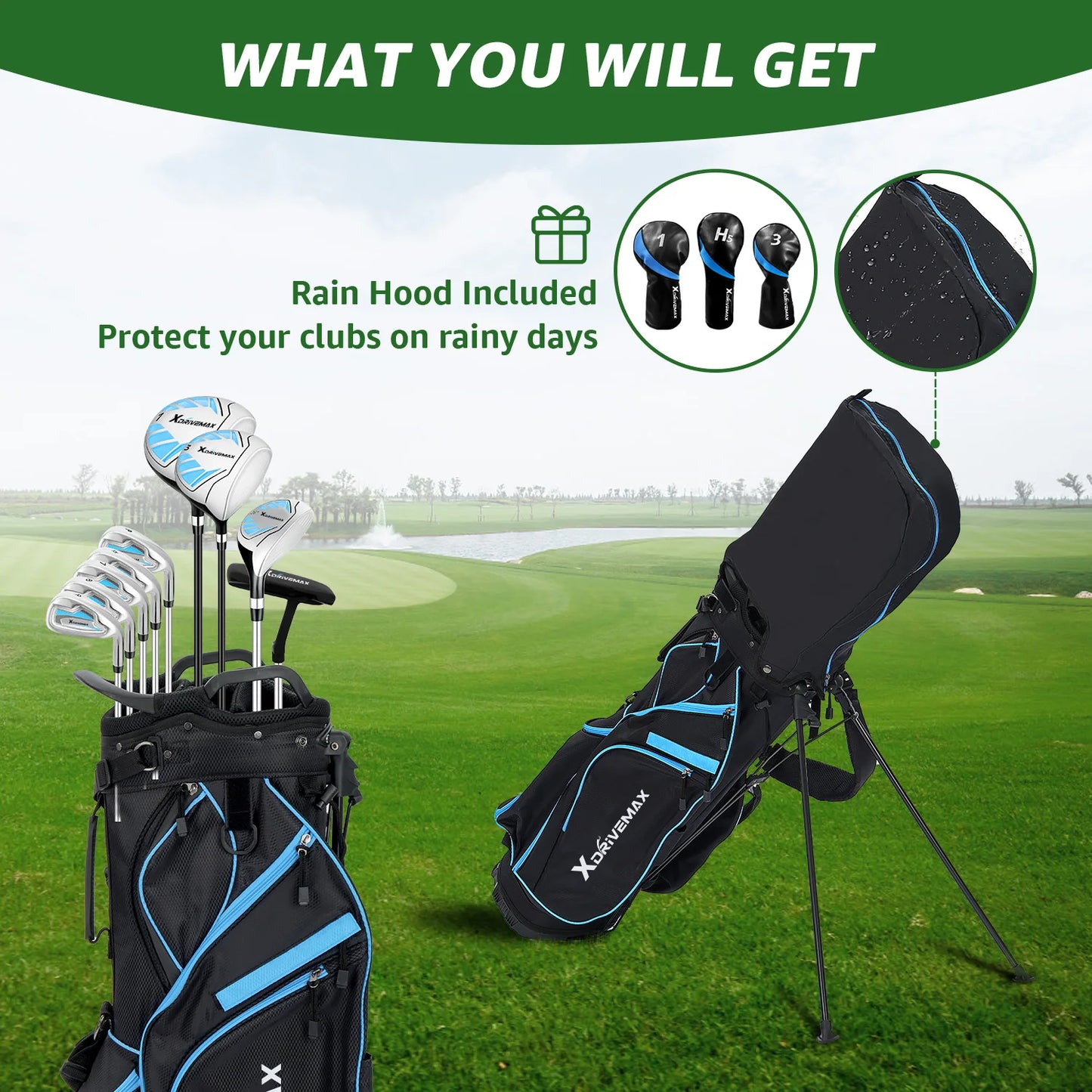 XDriveMax 10 Pieces Complete Mens Golf Clubs Set Right Hand for Men Women Includes Stand Bag