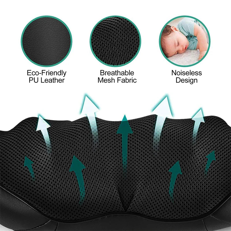 Shiatsu Neck and Shoulder Massager Heated Back Massager U Shape Deep Kneading Electric Massage Pillow For Neck Waist Leg Body
