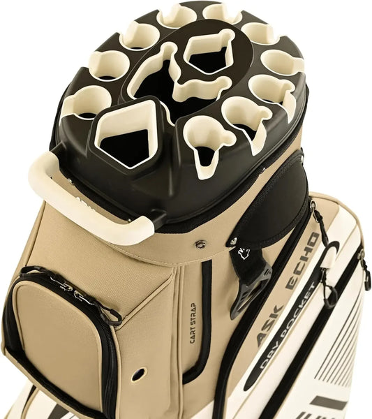 2024 T-Lock Golf Cart Bag with 14 Way Organizer Divider Top, Premium Cart Bag with Handles and Rain Cover, for Men