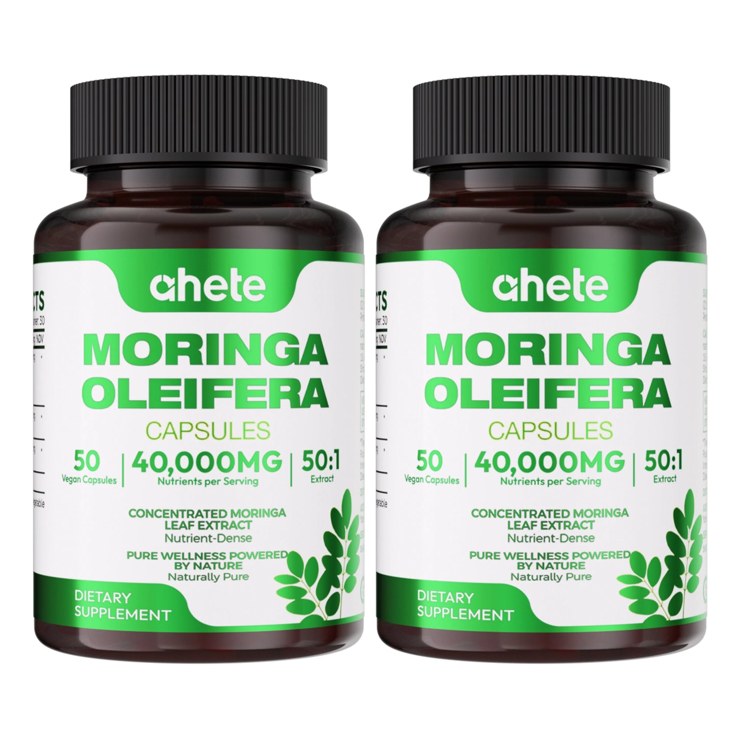 AHETE Moringa Capsules with Turmeric & Black Pepper - Glowing Skin, Antioxidant, Detox & Slimming Support, Vegan