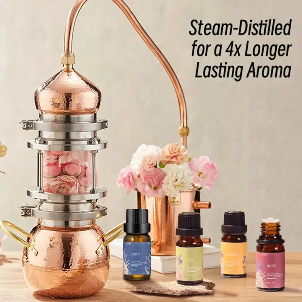 6-Piece Luxury Essential Oil Kit for Diffusers - Lily, Jasmine, Lemon, Ocean, Rose, Sakura Scents