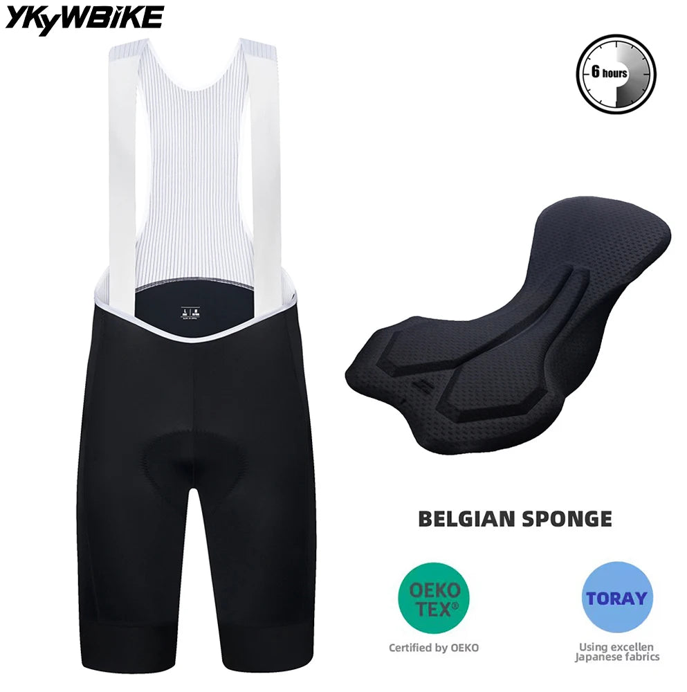 YKYWBIKE Men's Cycling Bib Shorts Interface Padded Bicycle Shorts MTB Pro Italy MITI Straps Road Bike Bib Pants Belgium