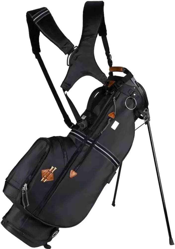 Mid-Stripe 4-Way Cart Bag - Durable and Comfortable Golf Cart Bag with Eight Pockets for Storage - Features a Chrome Customized