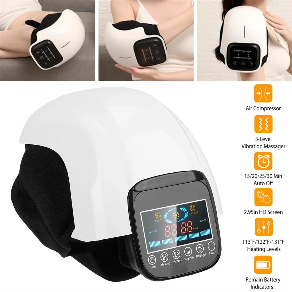 Knee Massager - Air Bag Multi-Frequency Vibration & Heating Function, HD Screen Control, Rechargeable USB, Adjustable Strap