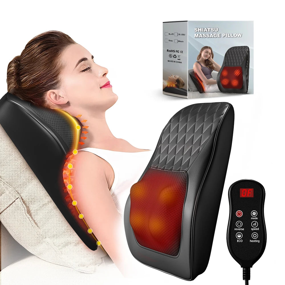 Neck Pillow Massager 3 Speed Adjustment Vibration Heating Massage Machine Can Be Used To Relax Shoulder, Neck, And Back Muscle