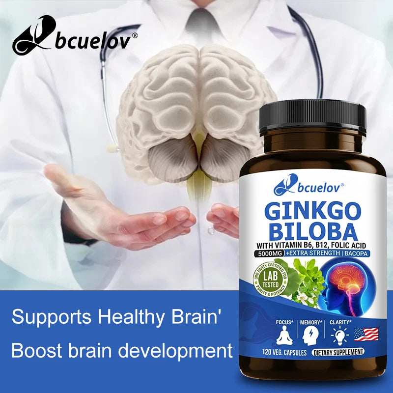 Advanced Nootropics Brain Enhancer Supplement for Memory, Focus, Nerve Energy & IQ Health with Vitamins B12, B6, 120 Capsules