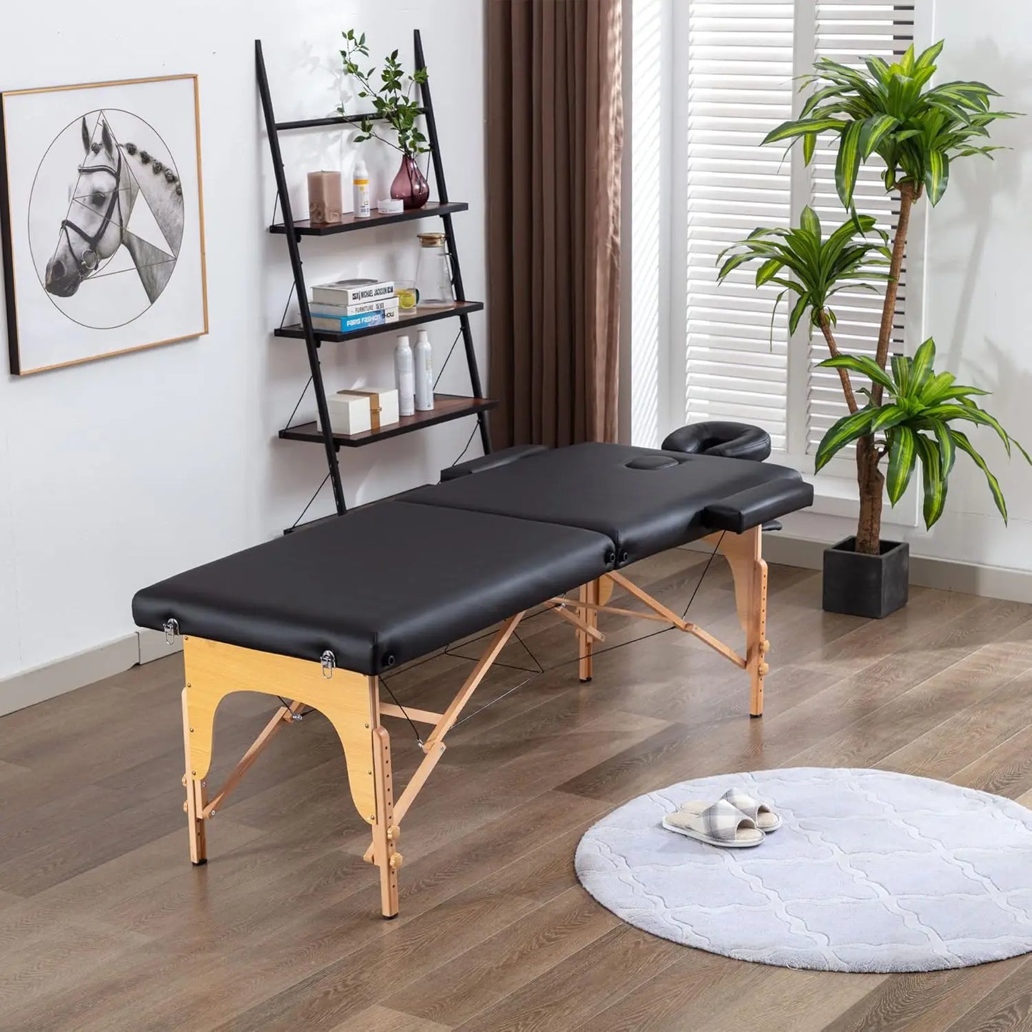 Portable Foldable Massage Table with Memory Foam, Adjustable Height, Easy Setup for Home Salon Spa Tattoo Use