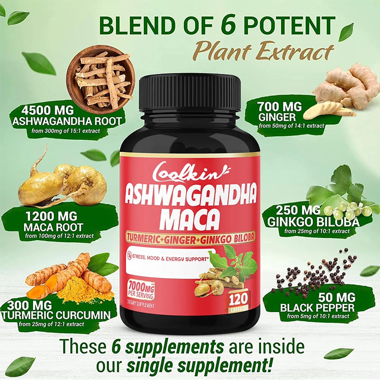 Ashwagandha and Maca - Supports Natural Health, Energy, Performance and Mood Supplements, Enhances Blood Flow - 120 Capsules