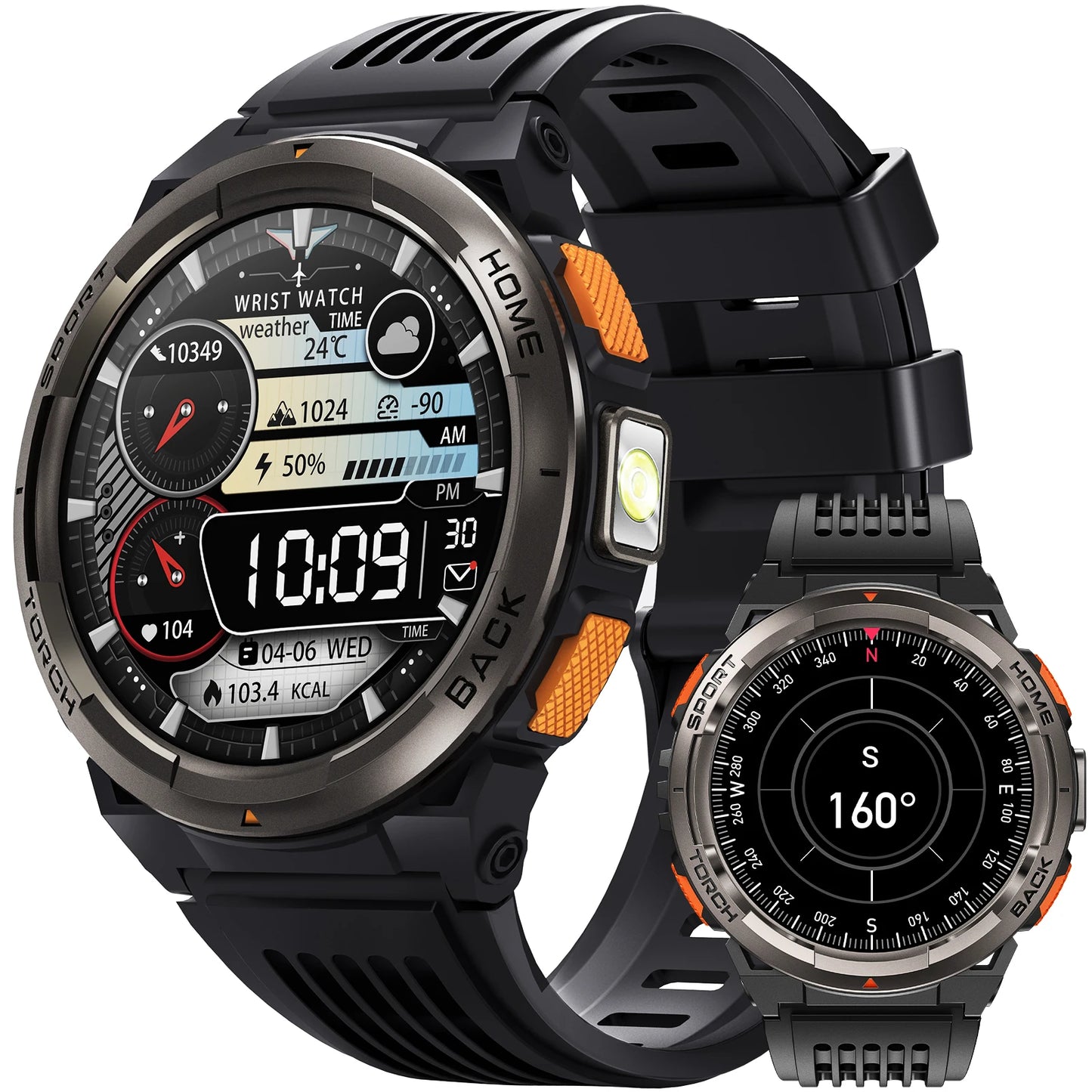 EIGIIS 1.45 Inch Smart Watch KE5 3ATM Waterproof Original Design Sports Watch With Compass And Altitude Barometer LED Flashlight