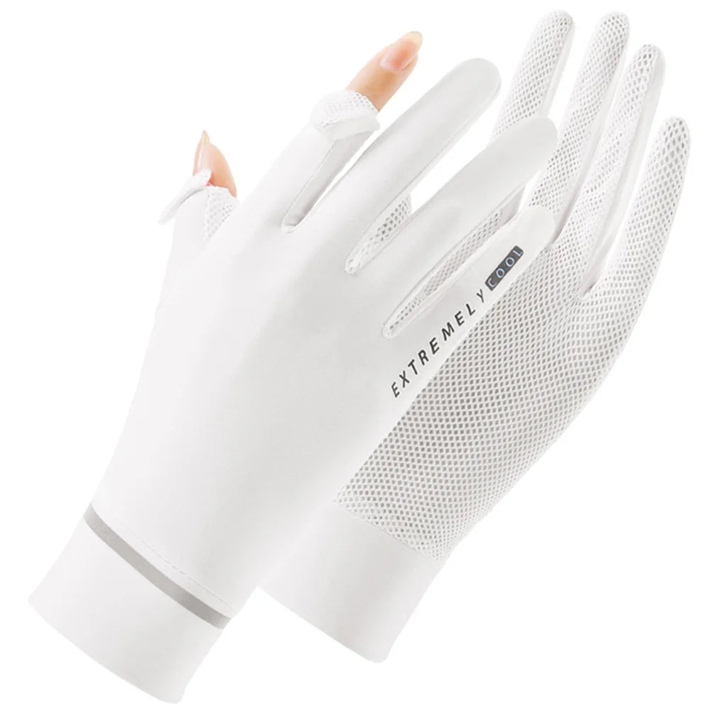 Lady Sunscreen Ice Silk Gloves Summer Sun Protection Gloves Thin Cycling Gloves for Golf Driving Riding Fishing Hiking for Women