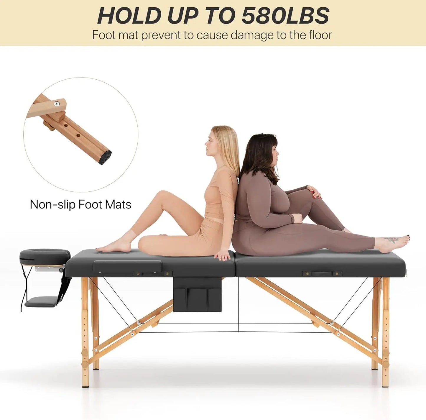 Portable Foldable Massage Table with Memory Foam, Adjustable Height, Easy Setup for Home Salon Spa Tattoo Use