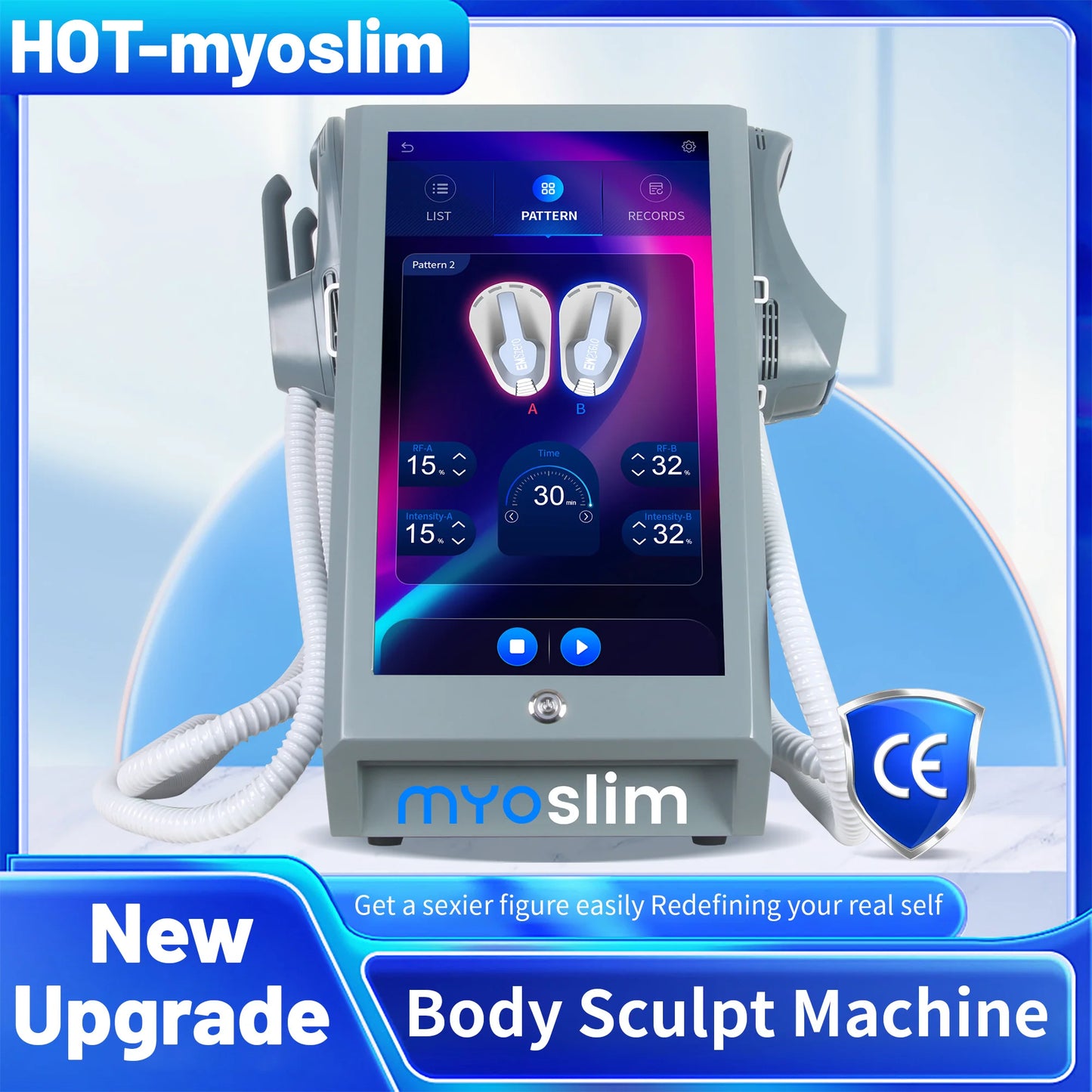 NEW 6500W EMS Neo RF Body Sculpt Machine PRO Ultra Mini Fat Burning EM Electromagnetic Muscle Stimulation Slim