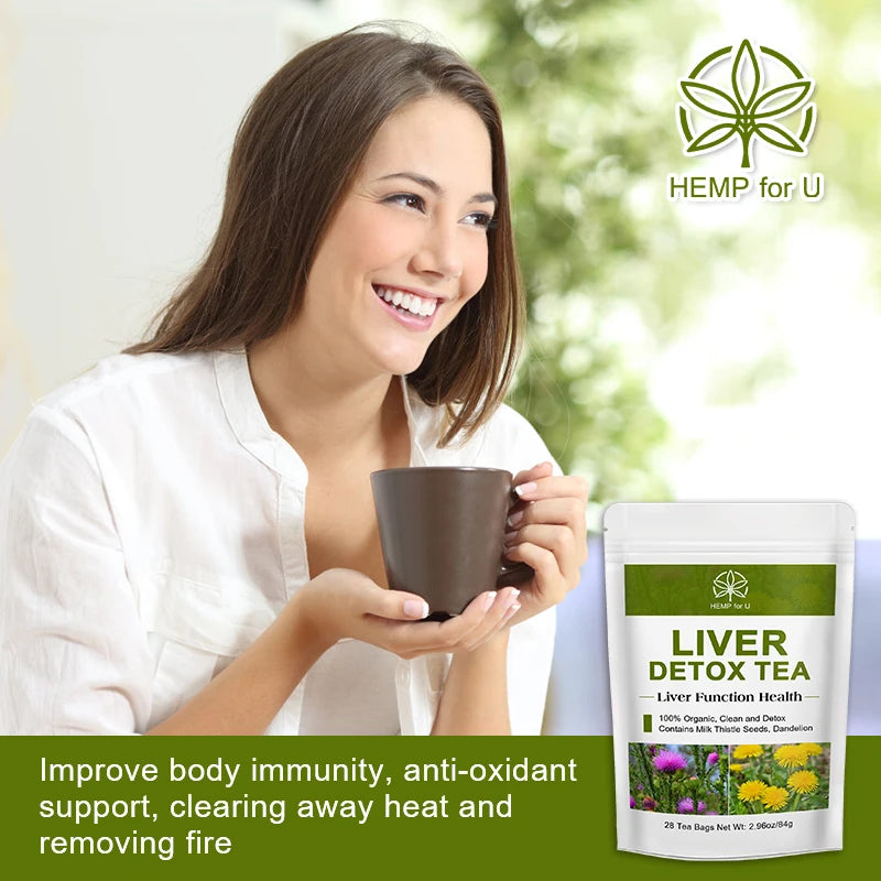 100% Liver Detox Drink Contains Natural Plants Milk Thistle and Dandelion Support Liver Health, Cleanse and Relieve Bad Breath