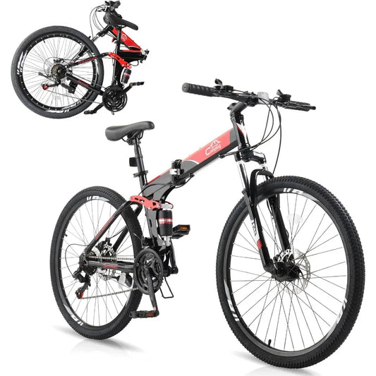 Folding Mountain Bike 21Speed Adult Bikes 26 27.5 Inch Bike with High Carbon Steel Frame DoubleKill Disc Brake System Thickened