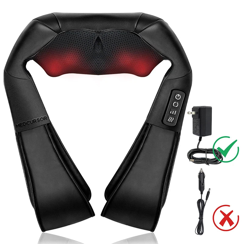 Shiatsu Neck and Shoulder Massager Heated Back Massager U Shape Deep Kneading Electric Massage Pillow For Neck Waist Leg Body