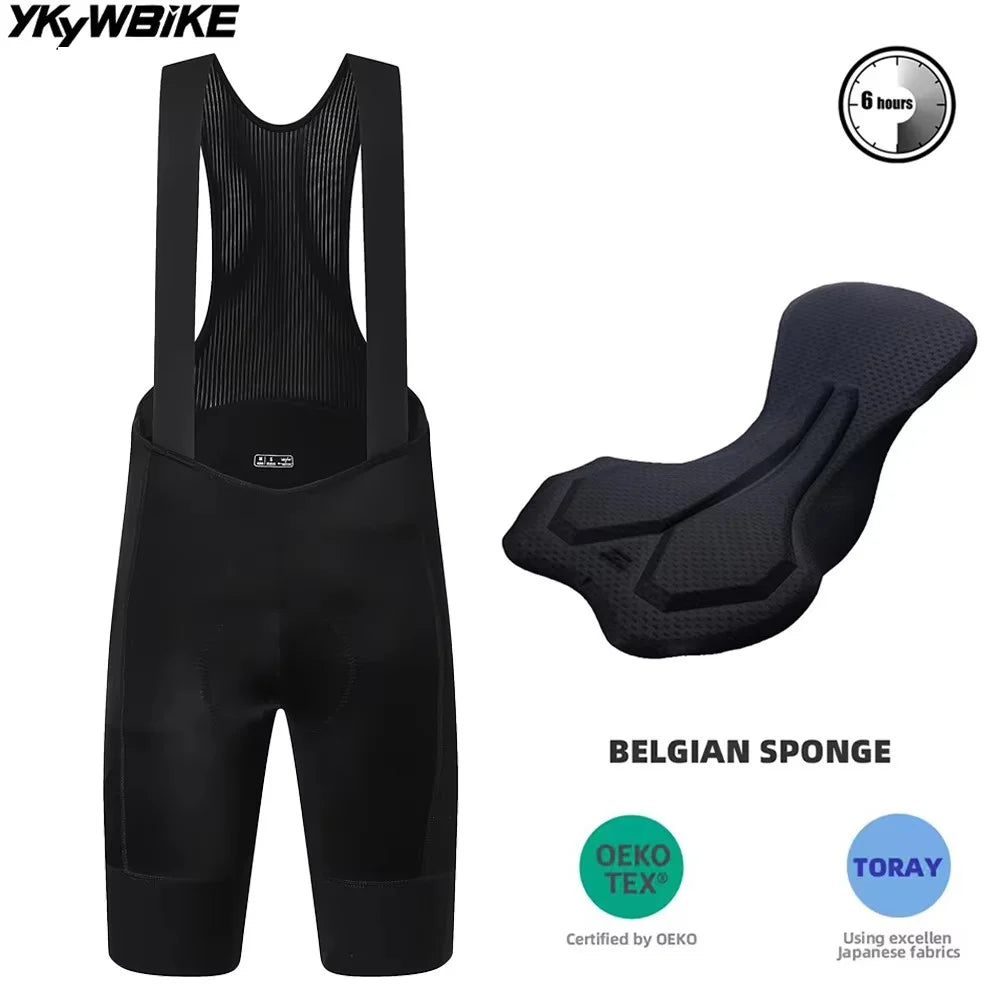 YKYWBIKE Men's Cycling Bib Shorts Interface Padded Bicycle Shorts MTB Pro Italy MITI Straps Road Bike Bib Pants Belgium