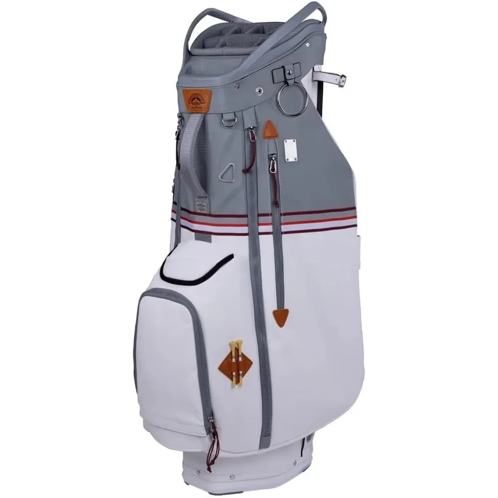 Mid-Stripe 4-Way Cart Bag - Durable and Comfortable Golf Cart Bag with Eight Pockets for Storage - Features a Chrome Customized