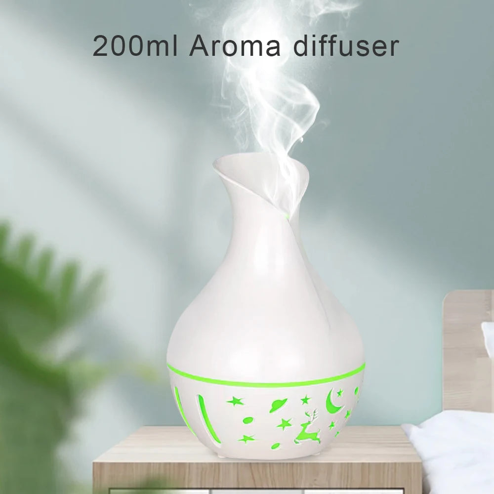 Mini Ultrasonic Aroma Diffuser LED Night Light Electric Essential Oil Diffuser aromatherapy HOME,Includes two bottles of essenti