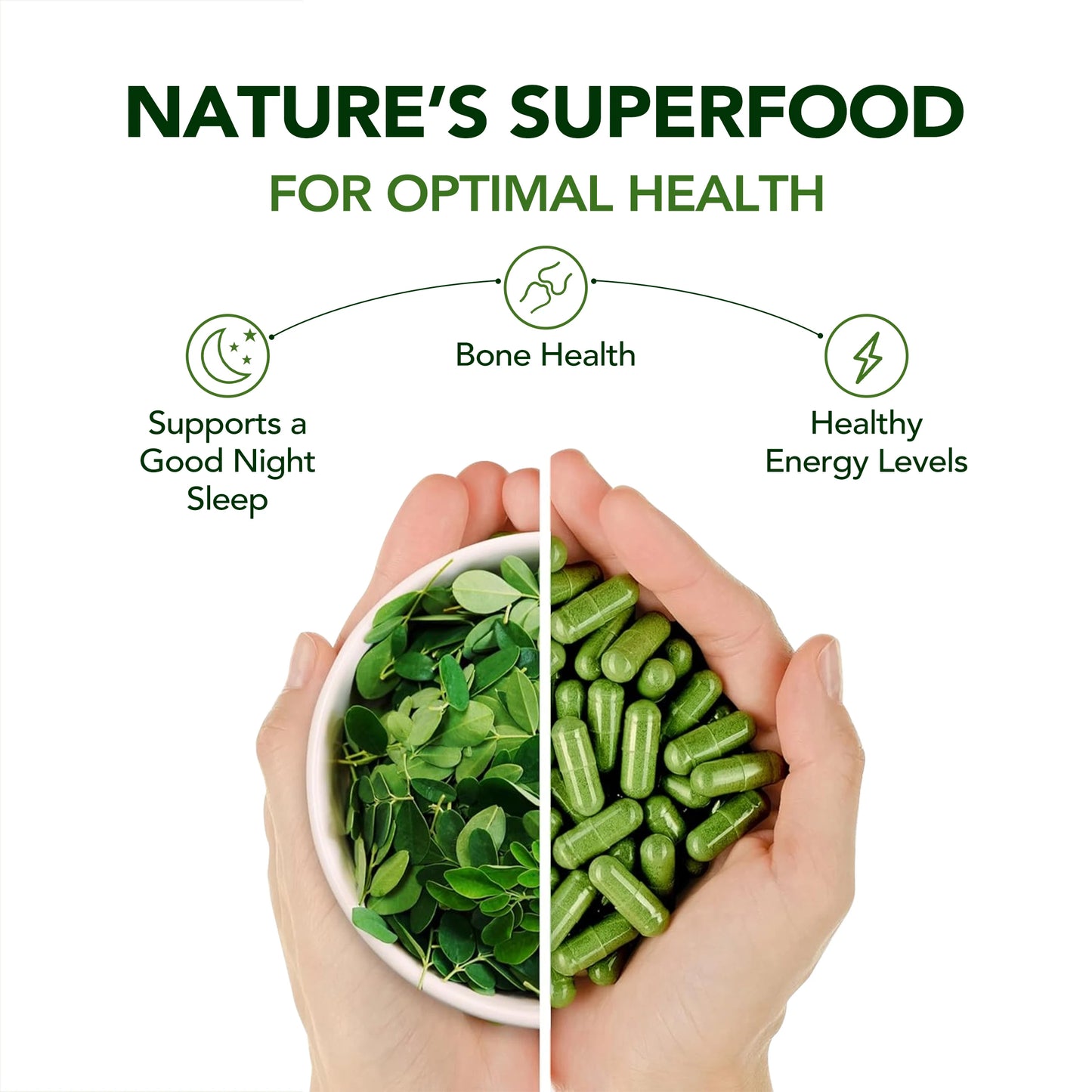 AHETE Moringa Capsules with Turmeric & Black Pepper - Glowing Skin, Antioxidant, Detox & Slimming Support, Vegan