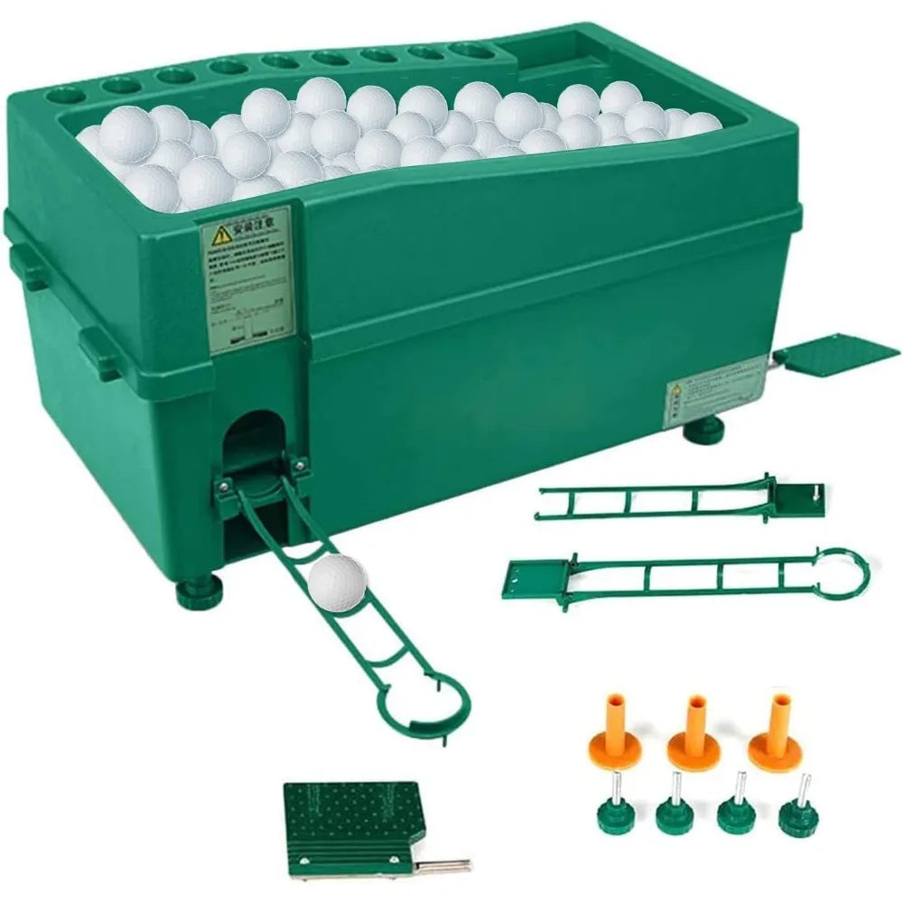 Automatic Golf Ball Dispenser Machine Tee Up Golf Ball Teeing Device with Foldable Track Holder Adjustable Golf Tee Machine