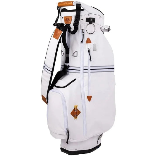 Mid-Stripe 4-Way Cart Bag - Durable and Comfortable Golf Cart Bag with Eight Pockets for Storage - Features a Chrome Customized