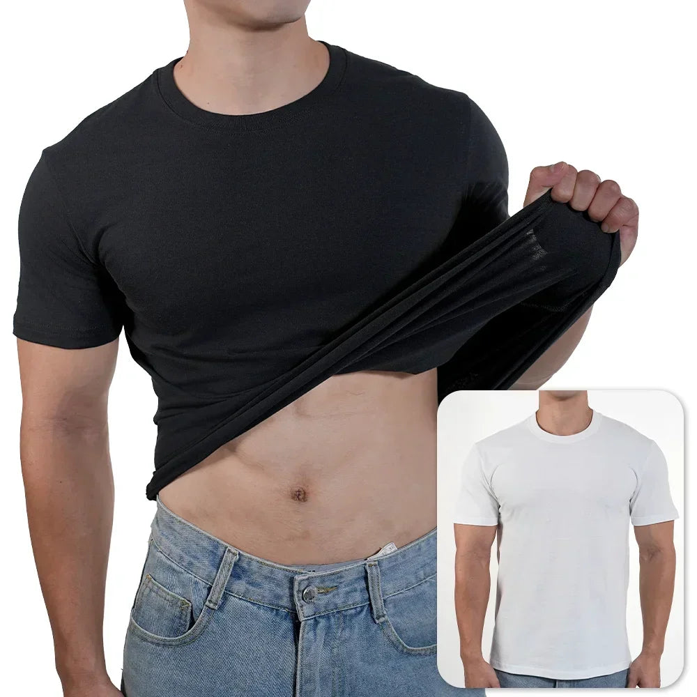 Men T-shirt High Qualtity Cotton Short Sleeved T Shirts O Neck Solid Color Tee Black White Breathable Clothing Tops