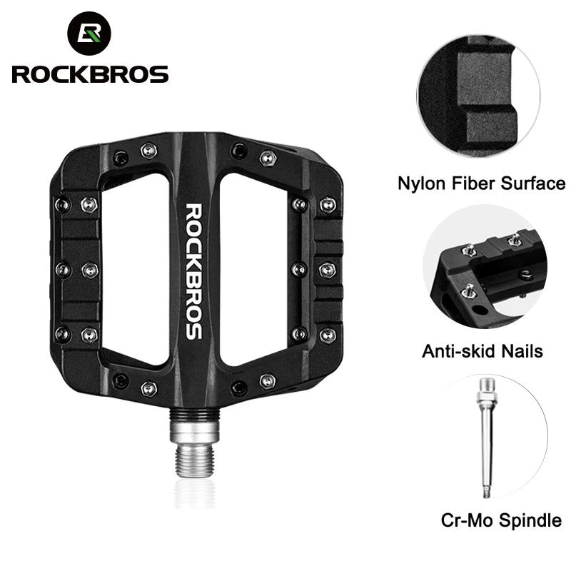 ROCKBROS Bicycle Pedal Road BMX Mountain Bike Flat Pedals Nylon Multi-Colors MTB Cycling Sports Ultralight Accessories 355g