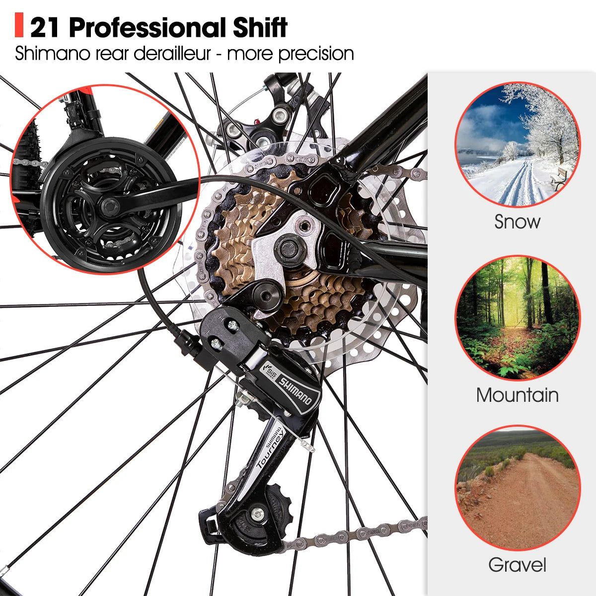 Hiland Mountain Bike, Multi-Spokes,Shimano 21 Speeds Drivetrain,Aluminum Frame 26 inch Wheels, Men's MTB Bicycle