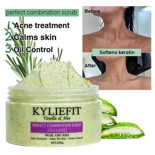 KYLIEFIT Premium Organic Scrub Set For Face, Body, Legs, Knee, Feet, Arms And Hands, Clean Skin, Reduce Spots, Moisturizing