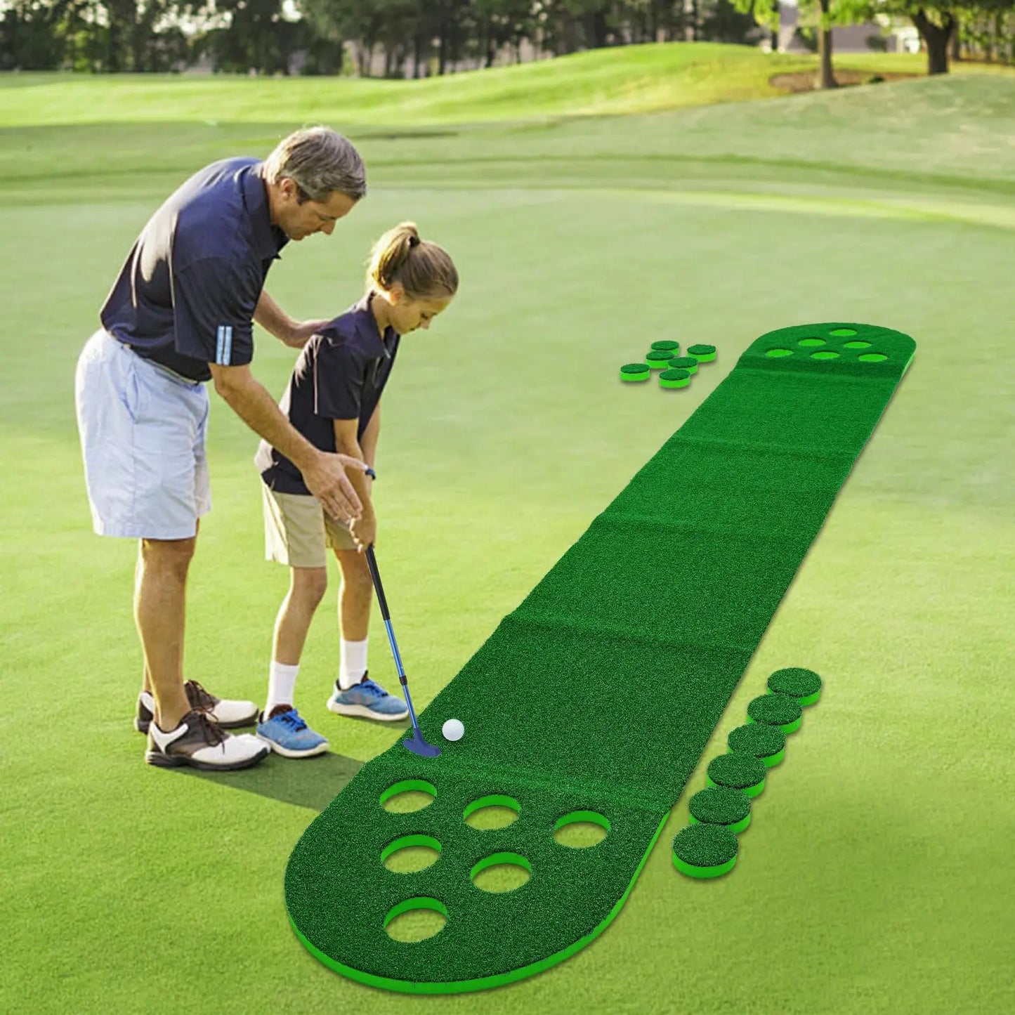 Golf Course Set, Portable Putter Golf Pong with 12 Hole Challenge, Mini Golf Put