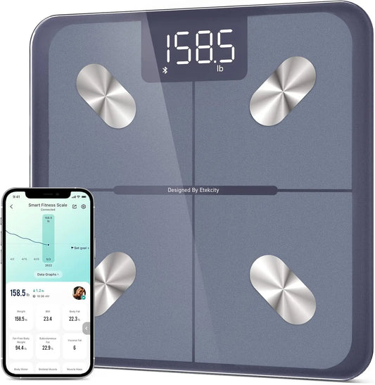 Smart Digital Scale for Body Weight and Fat Percentage, Bluetooth Sync with App, Accurate BMI Monitor up to 400lb