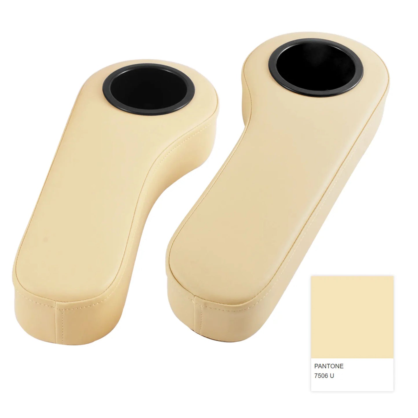 Roykaw Golf Cart Armrest with Cup Holder Compatible with EZGO Club Car Yamaha - Upgrade Support Frame/No Drilling Required-Beige