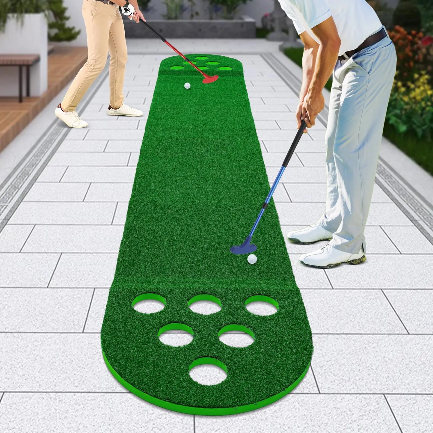 Golf Course Set, Portable Putter Golf Pong with 12 Hole Challenge, Mini Golf Put