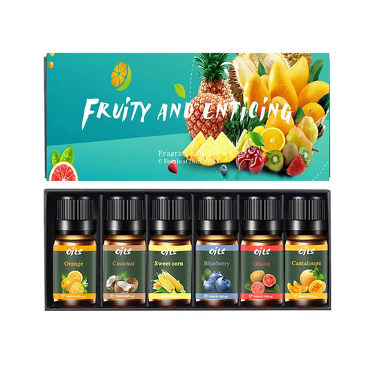 6-Piece Essential Oil Set with 6 Fragrance Options -Oils for Aromatherapy, Used For Diffuser Aroma Relax (Includes Cantaloupe,Gu