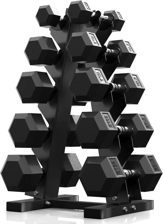 Hex Dumbbell Sets with Rack, 60-550lb Rubber Coated Weight Set and Storage, Multiple Options for Strength Training
