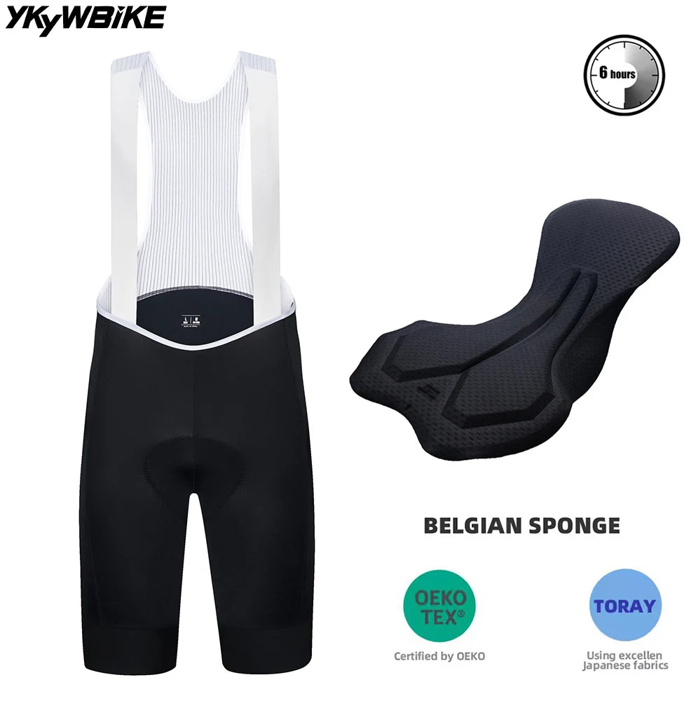 YKYWBIKE Men's Cycling Bib Shorts Interface Padded Bicycle Shorts MTB Pro Italy MITI Straps Road Bike Bib Pants Belgium