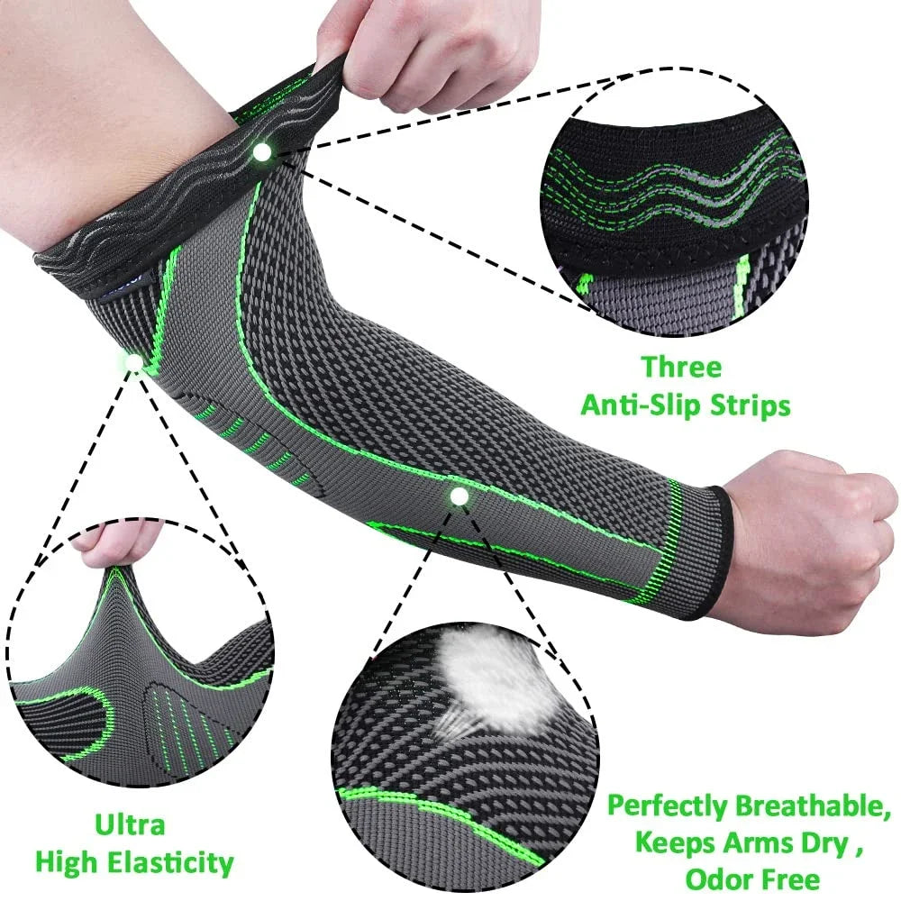 1Pc Elbow Braces Compression Arm Sleeves for Men & Women, Non-Slip Breathable Arm Support for Tendonitis, Tennis Elbow