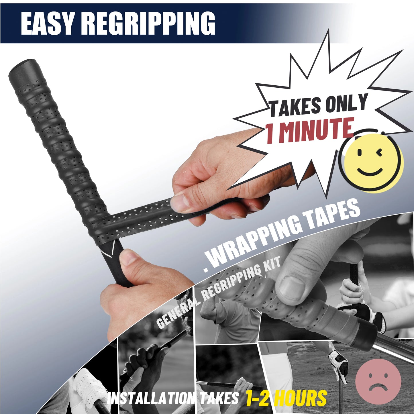 【Premium Golf Grip Tape】Non-Slip PU Golf Club Grip Wrap | Sweat-Proof & Quick Replacement | Universal Fit for All Golf Clubs